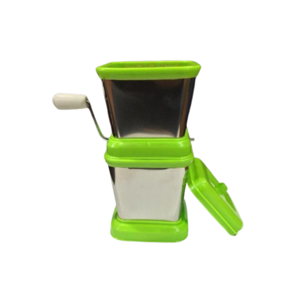 Durable Plastic and Stainless Steel Chopper: Highlighting the combination of durable plastic and stainless steel materials in the construction.