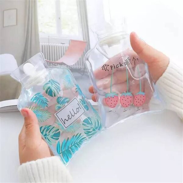 A transparent hot water bag is a portable and flexible container designed for holding hot water. Typically made of transparent materials such as PVC, these bags allow users to easily monitor the water level. The bag is equipped with a secure sealing mechanism to prevent leaks, and it is commonly used for applying heat therapy to alleviate various ailments like muscle aches, cramps, and joint pain. The transparent design adds a practical element by enabling users to see the water temperature and fill level, ensuring a safe and effective application of heat for therapeutic purposes.