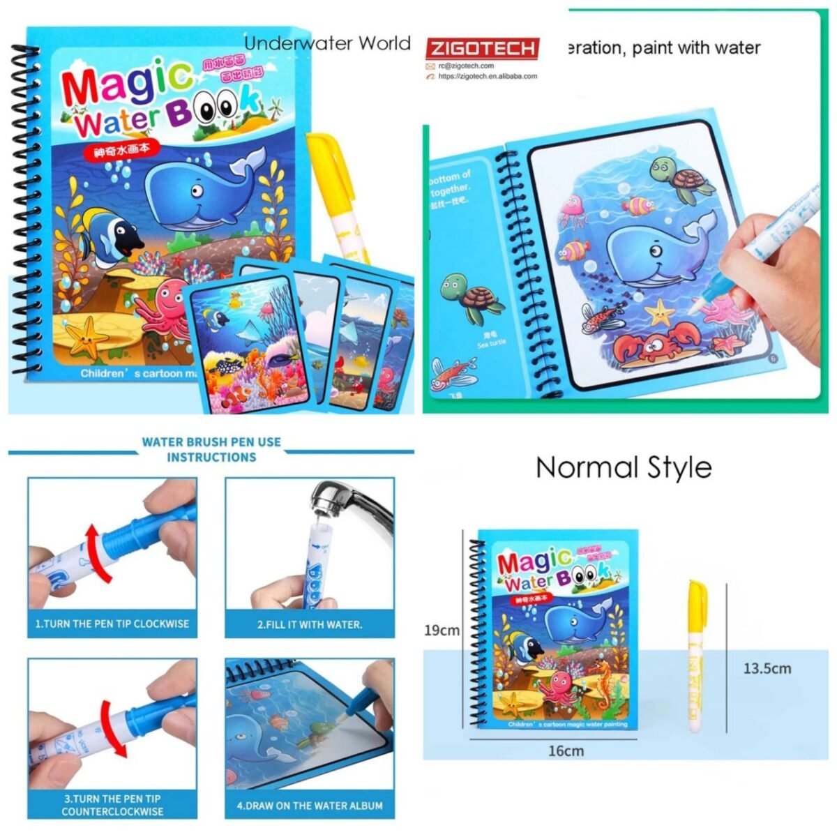 The Magic Water Book is a reusable and mess-free coloring book designed for children. Typically featuring special pages that reveal colors when in contact with water, it allows kids to create vibrant and temporary artworks without the need for traditional crayons or markers. The book often comes with a water pen or brush for easy coloring. As the pages dry, the colors disappear, providing endless creative possibilities. The Magic Water Book offers a fun and educational activity while minimizing the mess associated with traditional coloring materials, making it a convenient and entertaining option for young artists.
