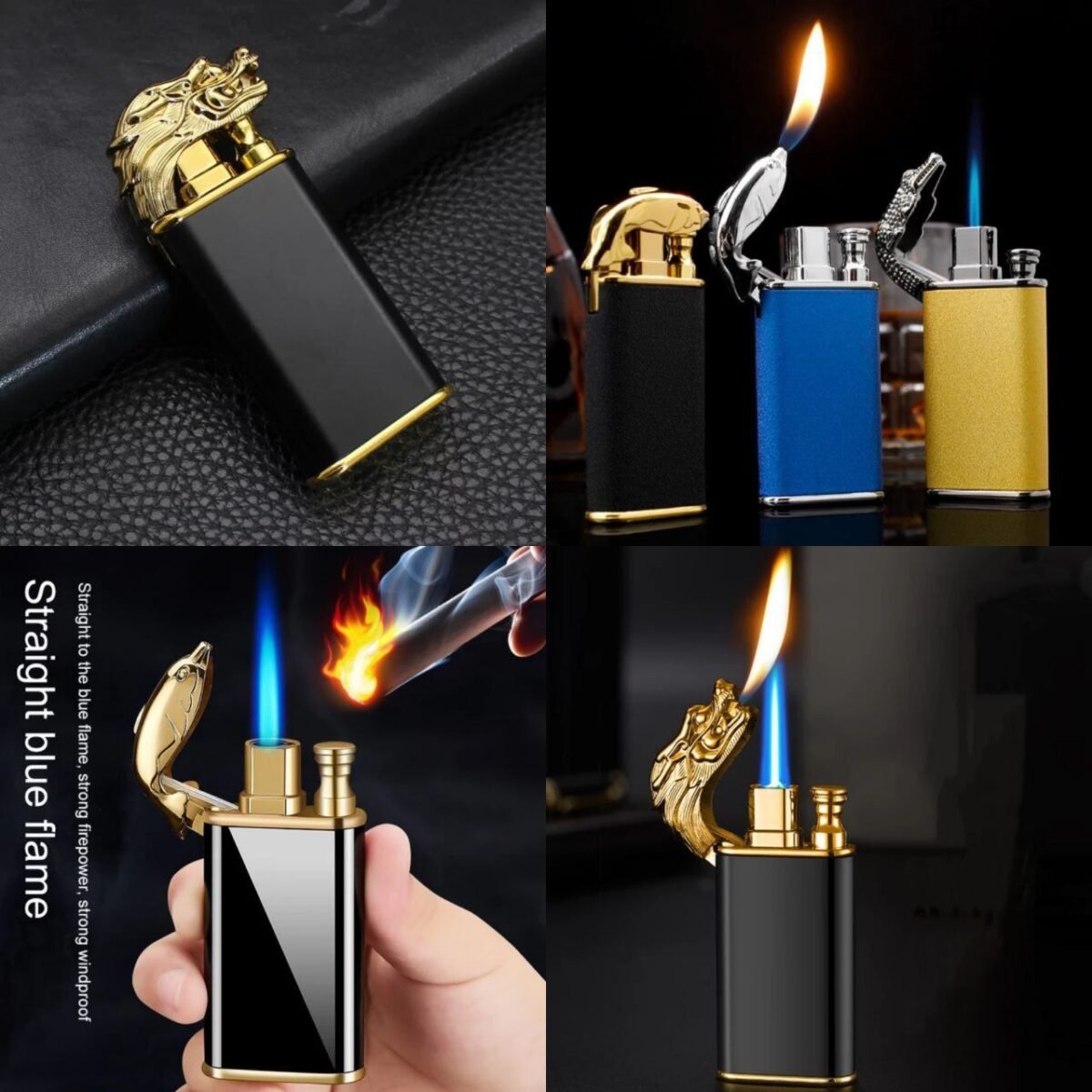 The Dragon Head Lighter is a unique and stylized lighter featuring a dragon head design. This compact and portable lighter is not only functional but also serves as a decorative accessory. The dragon head design adds a touch of flair, making it an appealing choice for those seeking both utility and aesthetics in a lighter.