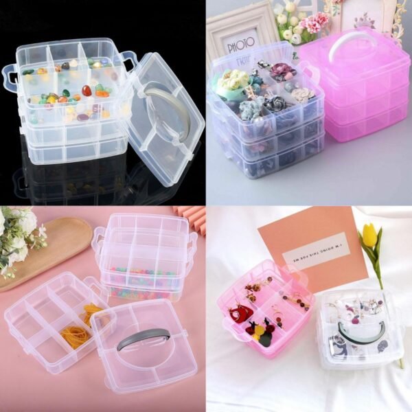 The 3 Layer 18 Grid Multipurpose Storage Box is a versatile and organized storage solution. With three layers, this box offers ample space for storing various items. The 18 grids provide individual compartments, facilitating the neat arrangement of small items such as jewelry, crafts, or office supplies. This multipurpose storage box is designed to keep your belongings tidy and easily accessible. Its layered structure and numerous grids make it a practical and efficient storage option for a variety of purposes, promoting order and convenience.