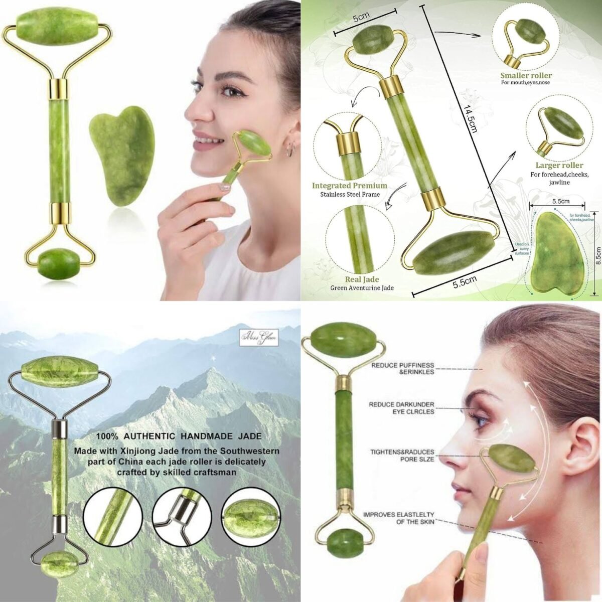 The Flawless Face Roller with Stone is a beauty tool designed for facial massage and skincare. This roller typically features a smooth stone, often made of materials like jade or rose quartz, attached to a handle. The roller is used to gently massage the face, promoting circulation, reducing puffiness, and enhancing the absorption of skincare products. The stone is known for its cooling effect, providing a soothing and rejuvenating experience. The Flawless Face Roller is a popular choice for those seeking a natural and holistic approach to skincare and facial relaxation.
