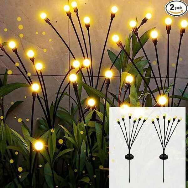 The "Solar Firefly 8 LED (Warm White)" is a decorative outdoor lighting solution. It contains 8 warm white LED lights in the shape of fireflies and is powered by solar energy. This lighting option is perfect for adding a charming and whimsical touch to your outdoor space while being energy-efficient and environmentally friendly.