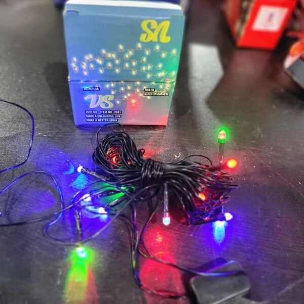 "MULTI LIGHT 10M" likely refers to a lighting product with a 10-meter range and multiple lights. It could be a string of LED lights or a lighting system designed for various applications. The "MULTI" suggests that it might offer a variety of colors, modes, or features, providing users with versatile and customizable lighting options. This product could be suitable for both indoor and outdoor use, serving decorative or practical purposes depending on its design and functionality.