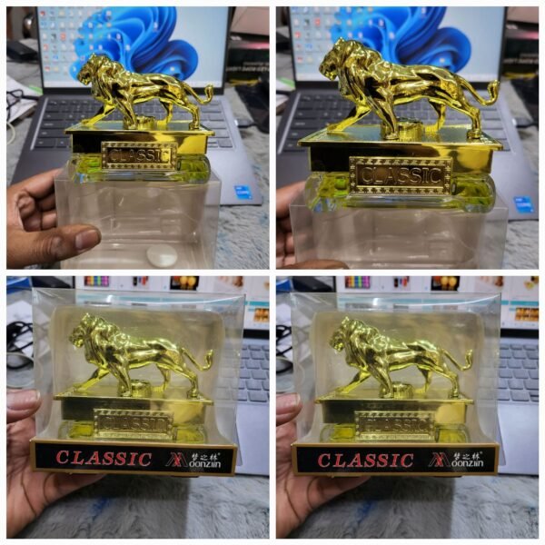 The Lion Shape Car Perfume is a stylish and distinctive car accessory. Shaped like a lion, it not only provides a pleasant fragrance for your car interior but also adds a touch of personality and flair. Ideal for those who want to enhance their driving experience with a unique and aesthetically pleasing car perfume.
