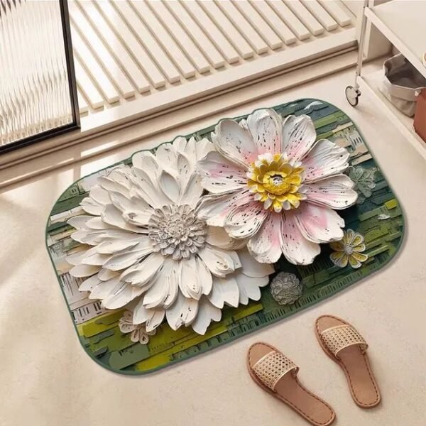 The 3D Flower Print Door Mat is an attractive and functional addition to any entrance. This door mat features a vibrant and realistic three-dimensional flower print, adding a touch of elegance and style to your doorstep. The mat is designed to effectively trap dirt and debris, preventing them from being tracked into your home. Its durable construction ensures long-lasting use, while the non-slip backing provides stability and safety. Enhance the aesthetic appeal of your entryway while keeping your interior clean with this visually appealing 3D Flower Print Door Mat.